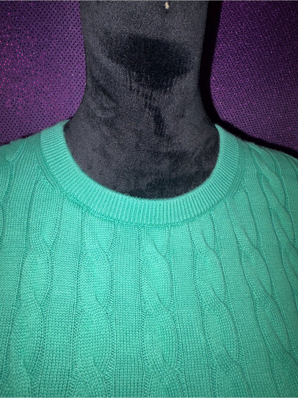 🆕💜J.Crew Mint Green 100% Cotton Cable Knit Crewneck Sweater Women’s Long Sleeve - Picture 6 of 8